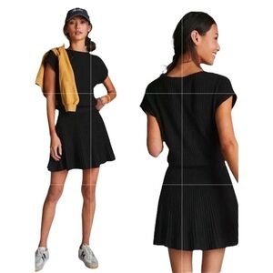 Anthropologie Maeve Black Ruth Mini Sweater Dress Size M MSRP $148 Ribbed Casual